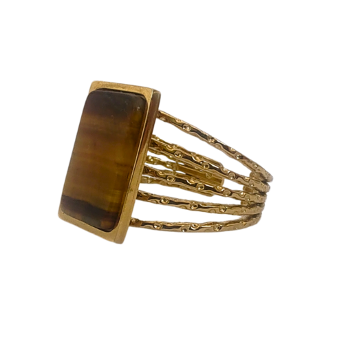 Anel Radiante Ajustável Olho de Tigre - Crystal Reiki Brasil - 01