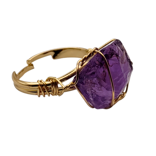 Deslumbrante Anel Ajustável de Ametista - 02