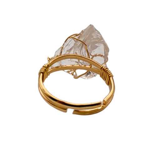 Deslumbrante Anel Ajustável de Quartzo Branco - 03