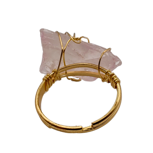 Deslumbrante Anel Ajustável de Quartzo Rosa - 03