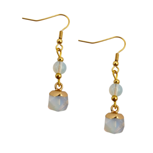 Deslumbrante Brinco de Opala Banhado a Ouro - 01