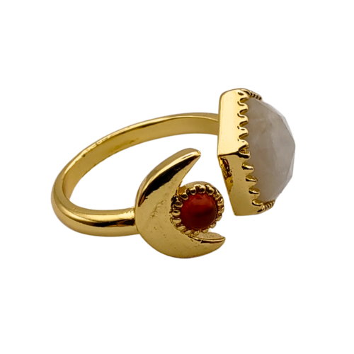 Eclético Anel Ajustável de Pedra da Lua - 02