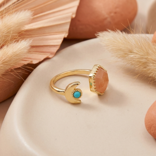 Eclético Anel Ajustável de Quartzo Rosa - Energiza.ME - Acessórios em Pedras Naturais e Terapias