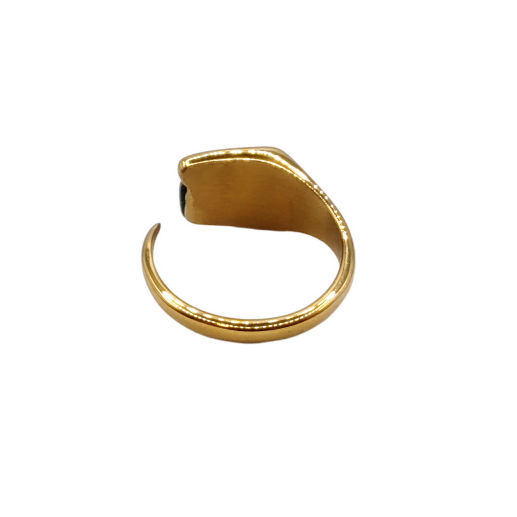 Energiza.ME - Eclipse Dourado Anel Ajustavel de Malaquita 03 Eclipse Dourado Anel Ajustável de Malaquita - 03