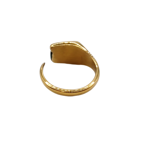 Eclipse Dourado Anel Ajustável de Malaquita - 03