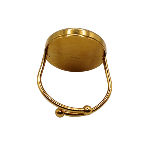 Espetacular Anel Ajustável Turquesa Banhado a Ouro - 03