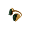 Esplendor Dourado Anel Ajustável de Malaquita - 01
