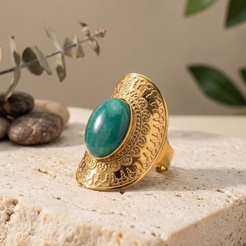 Extravagante Anel Ajustável Amazonite - Energiza.ME - Acessórios em Pedras Naturais e Terapias
