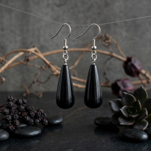 Extravagante Brinco de Ágata Preta Encantado - Energiza.ME - Acessórios em Pedras Naturais e Terapias