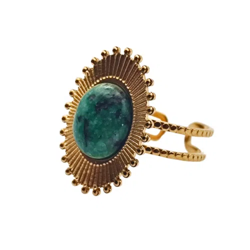 Intrigante Anel Ajustável de Turquesa Africana - 01