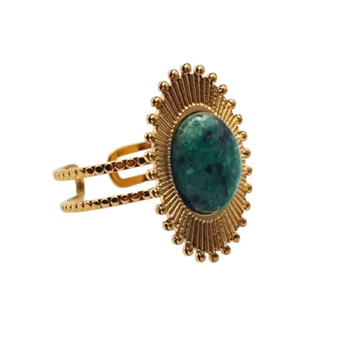 Intrigante Anel Ajustável de Turquesa Africana - 02