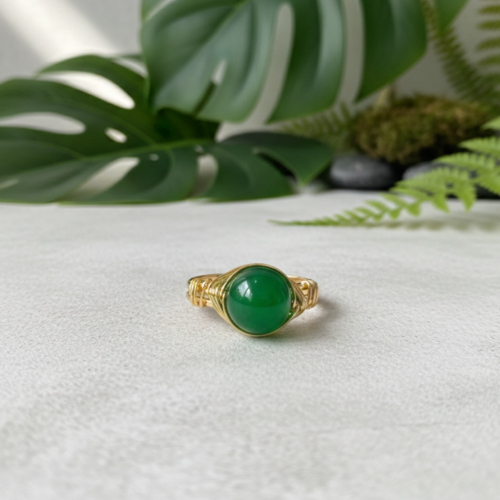 Luminous Essence Anel Ajustável de Ágata Verde - Energiza.ME - Acessórios em Pedras Naturais e Terapias