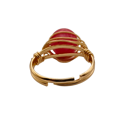 Luminous Essence Anel Ajustável de Calcedônia Rosa - 03