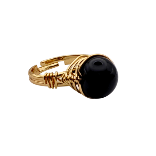 Luminous Essence Anel Ajustável de Obsidiana - 02