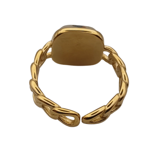 Luxuosa Alquimia Anel Ajustável Jaspe Dálmata - 03