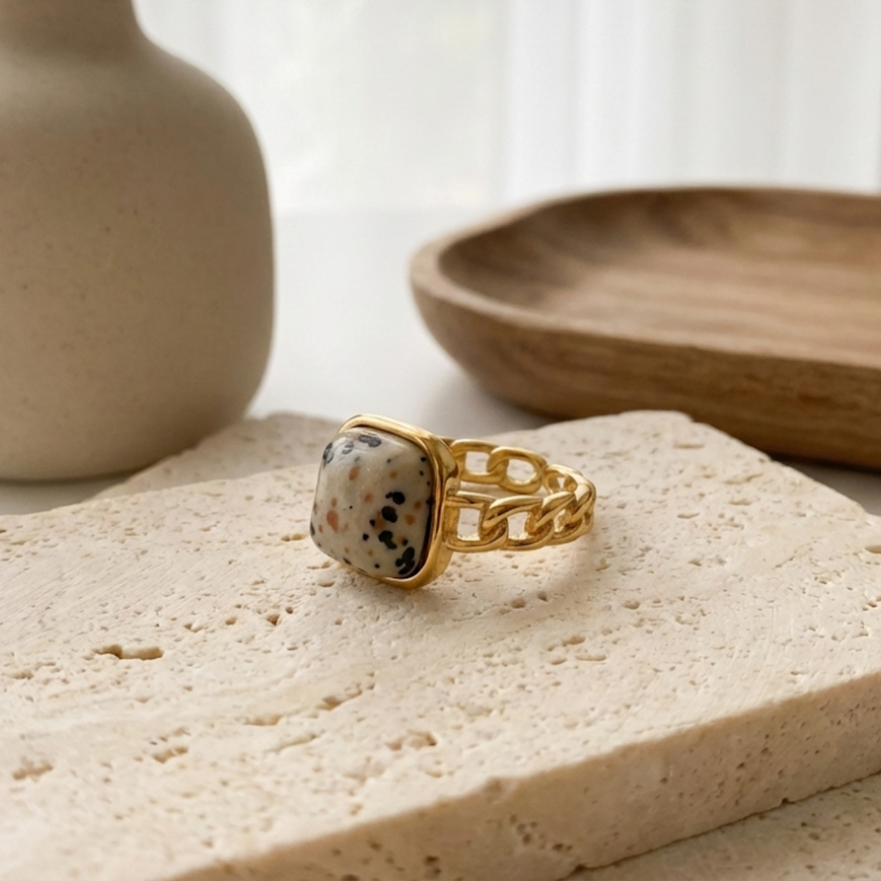 Luxuosa Alquimia Anel Ajustável Jaspe Dálmata - Energiza.ME - Acessórios em Pedras Naturais e Terapias Luxuosa Alquimia Anel Ajustável Jaspe Dálmata - Energiza.ME - Acessórios em Pedras Naturais e Terapias