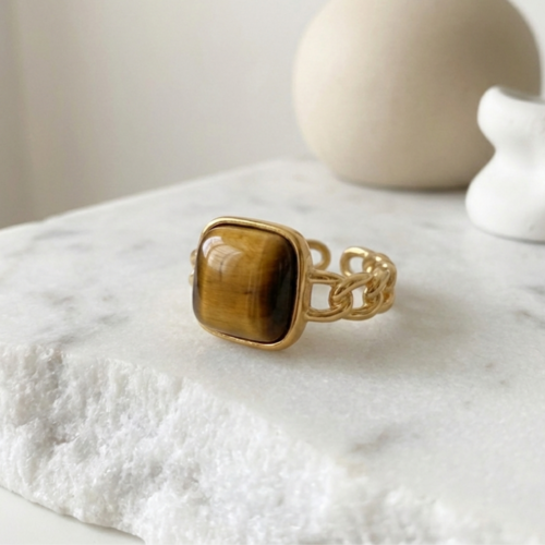 Luxuosa Alquimia Anel Ajustável Olho de Tigre - Energiza.ME - Acessórios em Pedras Naturais e Terapias