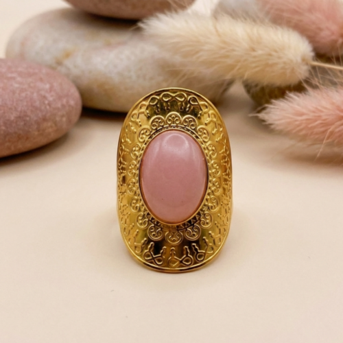 Luxuoso Anel Ajustável Quartzo Rosa - Energiza.ME - Acessórios em Pedras Naturais e Terapias