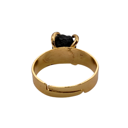 Luxuoso Anel Ajustável de Turmalina Negra - 03