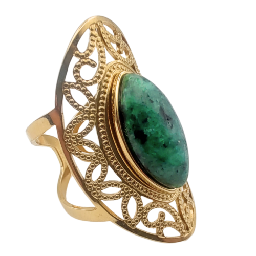 Radiante Anel Ajustável de Turquesa Africana - 02