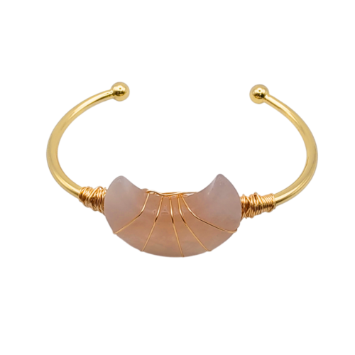 Bracelete Lua Serena Quartzo Rosa - Energiza.ME